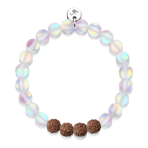 Holistic Glow | Mermaid Glass x Rudraksha |  Mala Bracelet